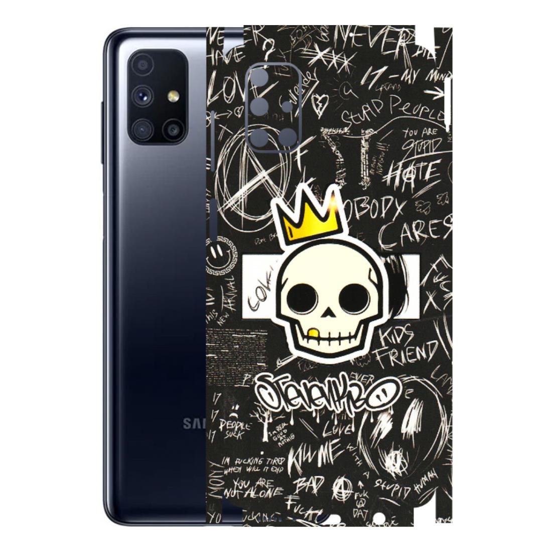 Samsung M/F/Note/Flip and C Phone Skins (All Models) - Funny Skull Black Chalk Grafitti - 3D Embossed Finish (L-22) Samsung Galaxy M51