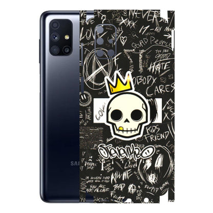 Samsung M/F/Note/Flip and C Phone Skins (All Models) - Funny Skull Black Chalk Grafitti - 3D Embossed Finish (L-22) Samsung Galaxy M51