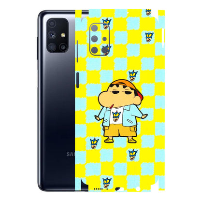 Samsung M/F/Note/Flip and C Phone Skins (All Models) - Yellow Blue Shinchan Cute - 3D Embossed Finish (L-221) Samsung Galaxy M51