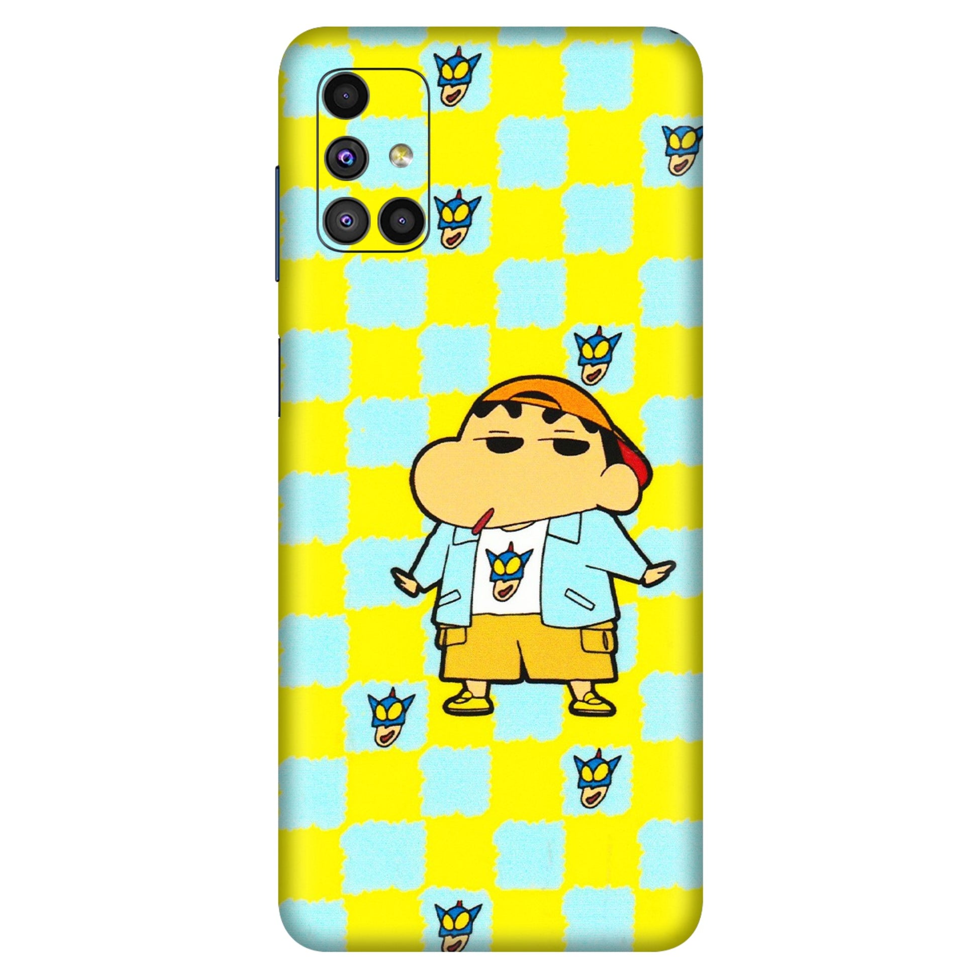 Samsung M/F/Note/Flip and C Phone Skins (All Models) - Yellow Blue Shinchan Cute - 3D Embossed Finish (L-221) Samsung Galaxy M51