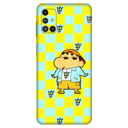 Samsung M/F/Note/Flip and C Phone Skins (All Models) - Yellow Blue Shinchan Cute - 3D Embossed Finish (L-221) Samsung Galaxy M51