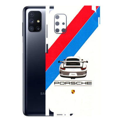 Samsung M/F/Note/Flip and C Phone Skins (All Models) - Porche Car Sober Logo - 3D Embossed Finish (L-248) Samsung Galaxy M51