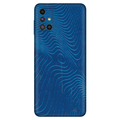 Samsung M/F/Note/Flip and C Phone Skins (All Models) - Abstract Blue Line Map - 3D Embossed Finish (L-272) Samsung Galaxy M51