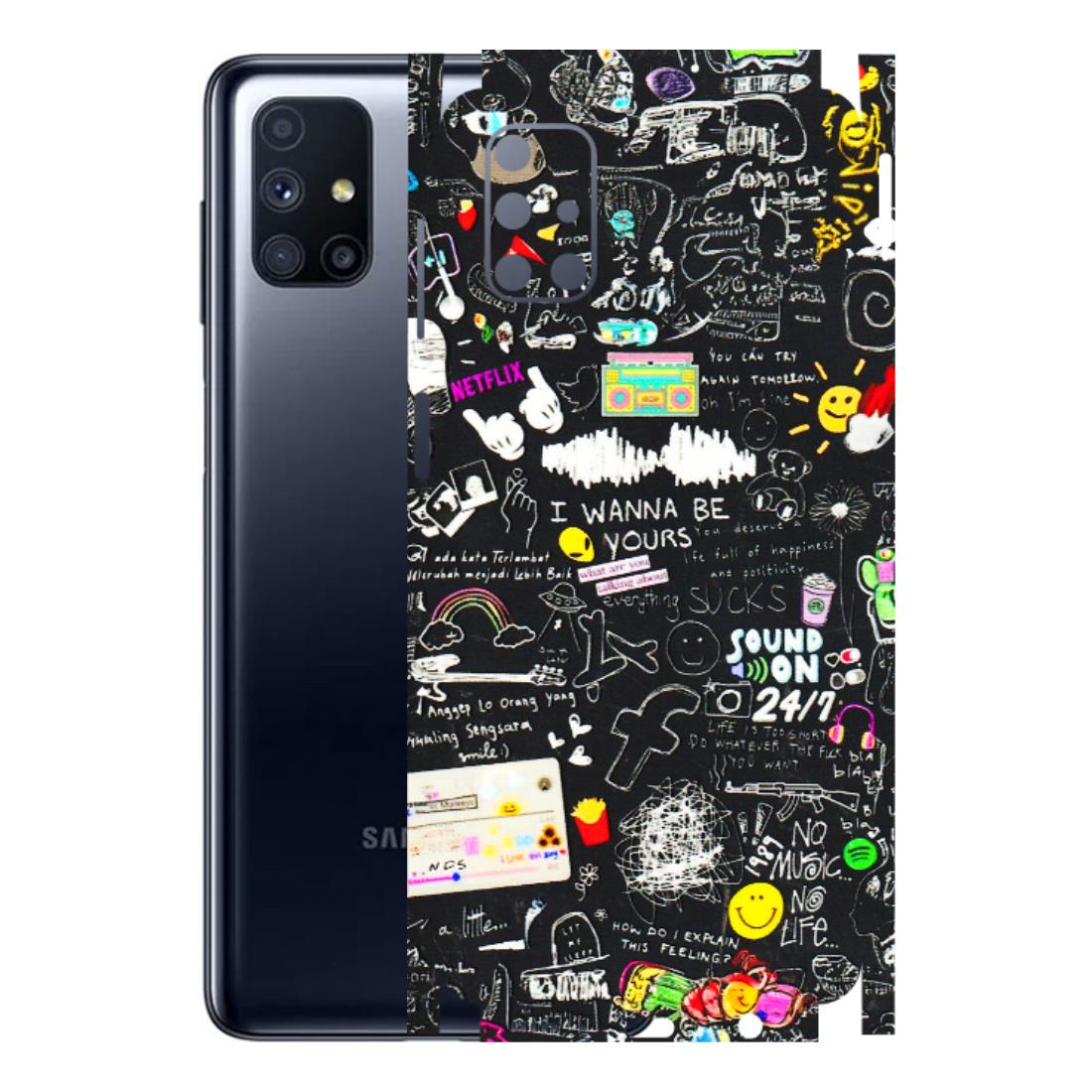 Samsung M/F/Note/Flip and C Phone Skins (All Models) - Black Creatives Doodles - 3D Embossed Finish (L-311) Samsung Galaxy M51