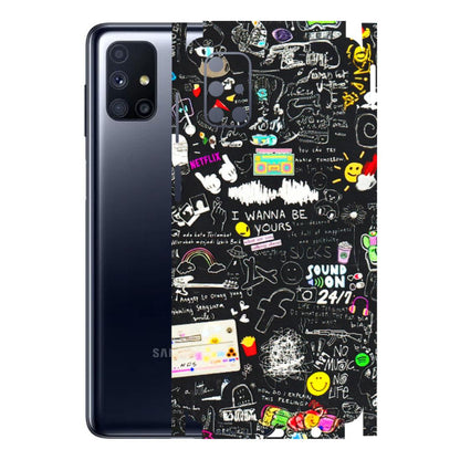 Samsung M/F/Note/Flip and C Phone Skins (All Models) - Black Creatives Doodles - 3D Embossed Finish (L-311) Samsung Galaxy M51