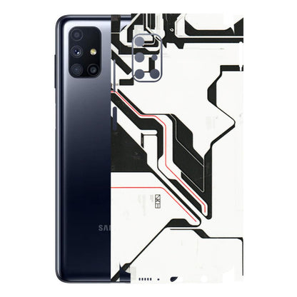 Samsung M/F/Note/Flip and C Phone Skins (All Models) - White Techy Logo - 3D Embossed Finish (L-312) Samsung Galaxy M51