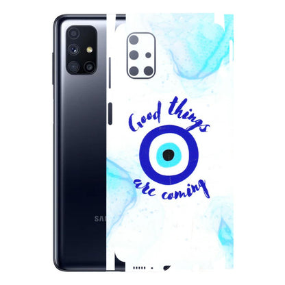 Samsung M/F/Note/Flip and C Phone Skins (All Models) - Evil Eye Good Things Are Coming - 3D Embossed Finish (L-322) Samsung Galaxy M51