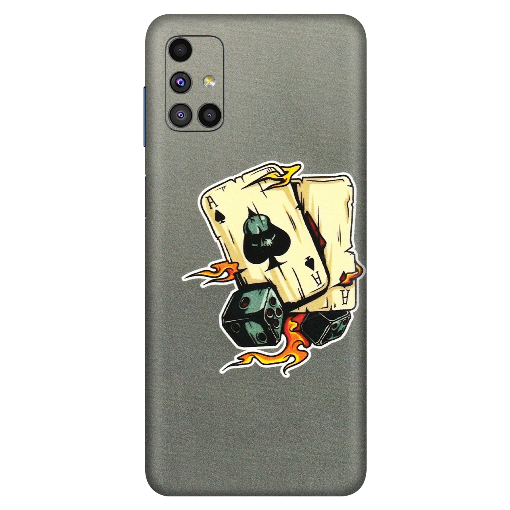 Samsung M/F/Note/Flip and C Phone Skins (All Models) - Grey Cards Of Ace - 3D Embossed Finish (L-77) Samsung Galaxy M51