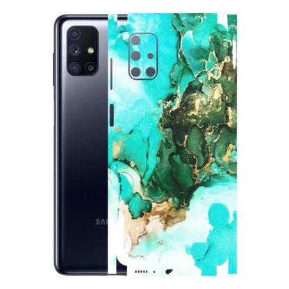 Samsung M/F/Note/Flip and C Phone Skins (All Models) - The Blue Gold Marble - Matte Finish (M-124) Samsung Galaxy M51