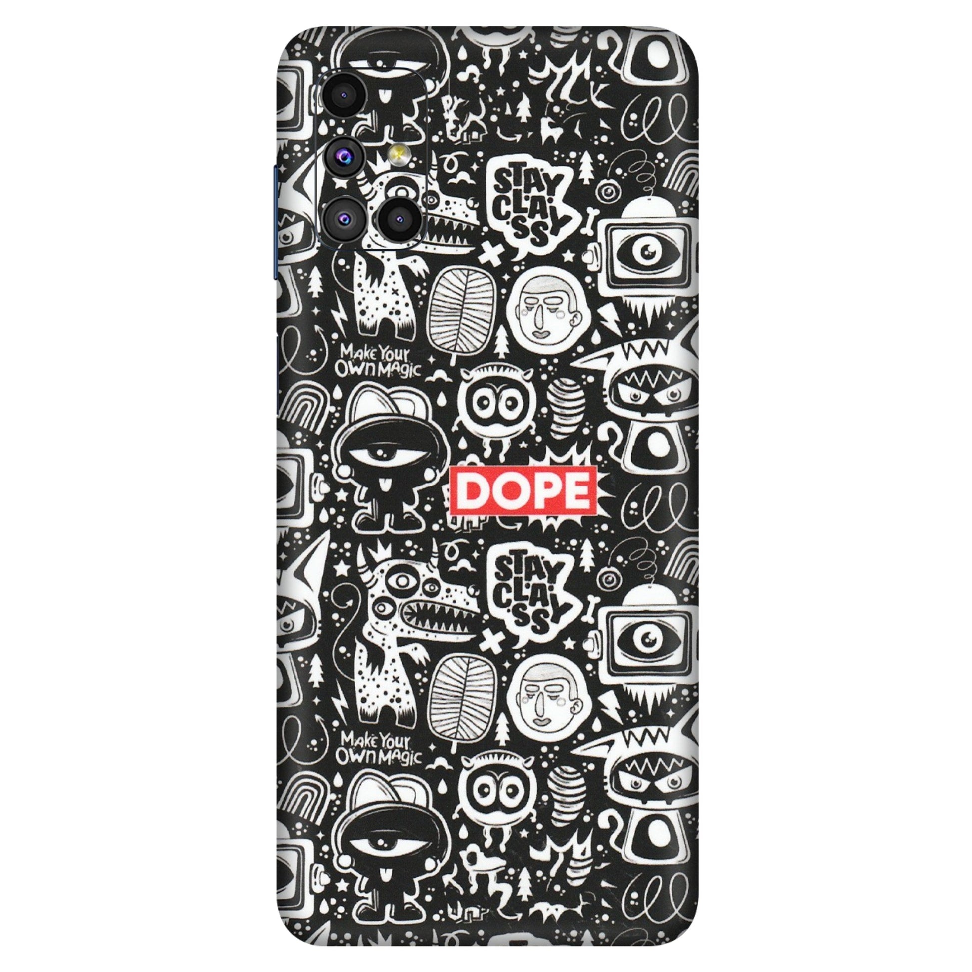 Samsung M/F/Note/Flip and C Phone Skins (All Models) - Dope Stay Classy Black Doodles - Matte Finish (M-126) Samsung Galaxy M51
