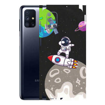 Samsung M/F/Note/Flip and C Phone Skins (All Models) - Astronaut Vibing Toon Running - Matte Finish (M-39) Samsung Galaxy M51
