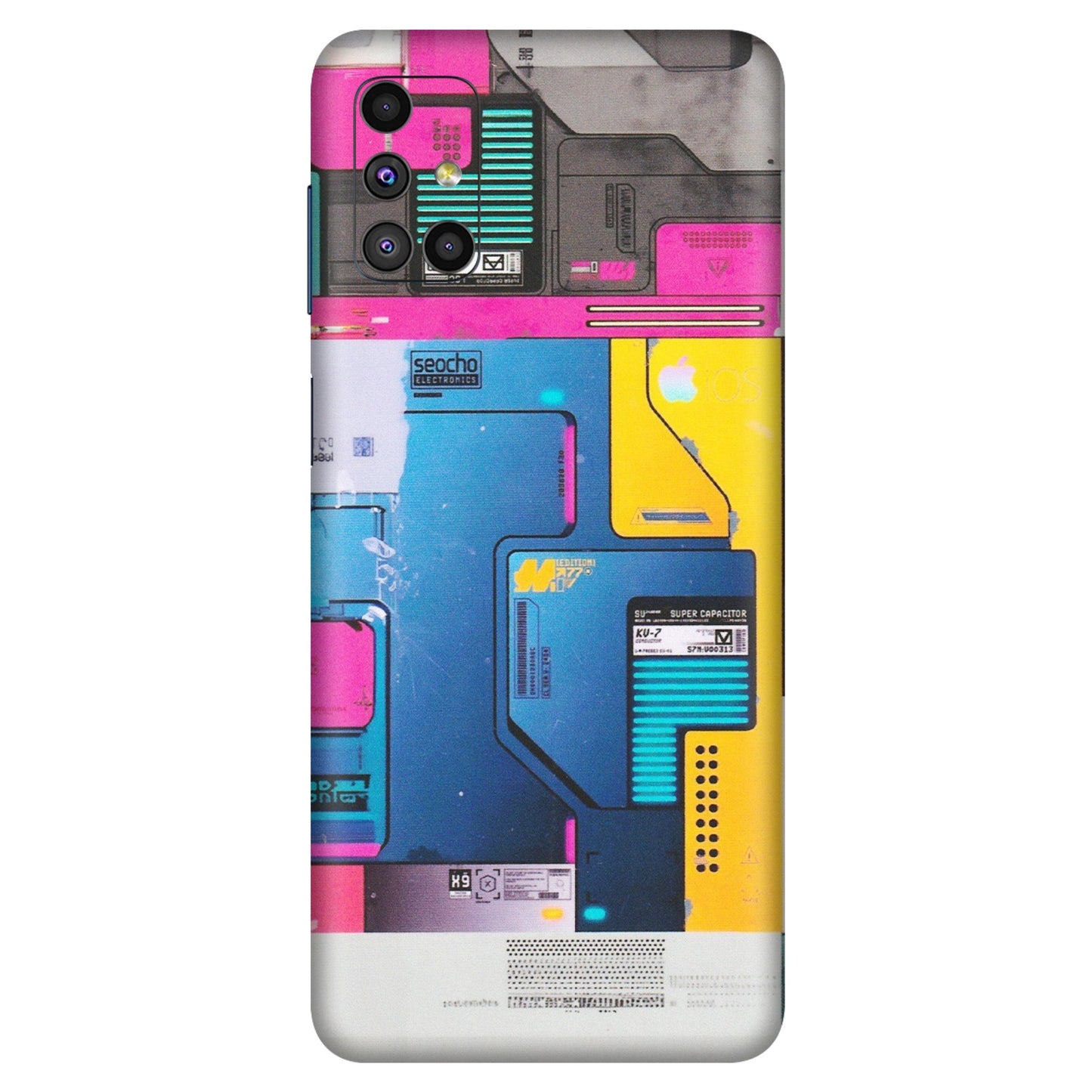 Samsung M/F/Note/Flip and C Phone Skins (All Models) - Colourfull Motherboard Internals - Matte Finish (M-55) Samsung Galaxy M51