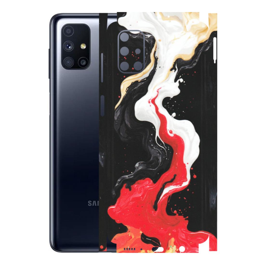 Samsung M/F/Note/Flip and C Phone Skins (All Models) - Black Red White Paint Splash Fusion - Matte Finish (M-56) Samsung Galaxy M51