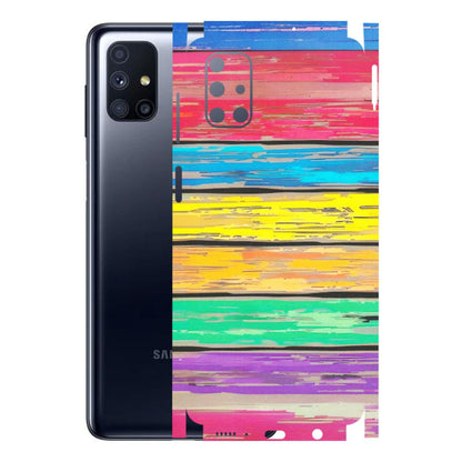 Samsung M/F/Note/Flip and C Phone Skins (All Models) - Multi Colour Wooden Wall - Matte Finish (M-96) Samsung Galaxy M51