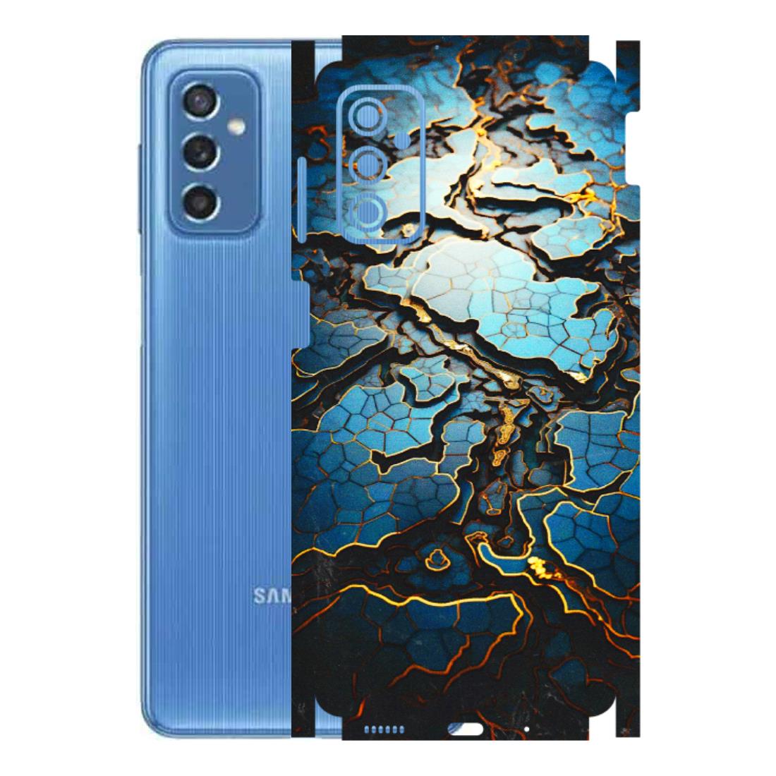 Samsung M/F/Note/Flip and C Phone Skins (All Models) - Blue Gold Abstract - 3D Embossed Finish (L-11) Samsung Galaxy M52 (5G)