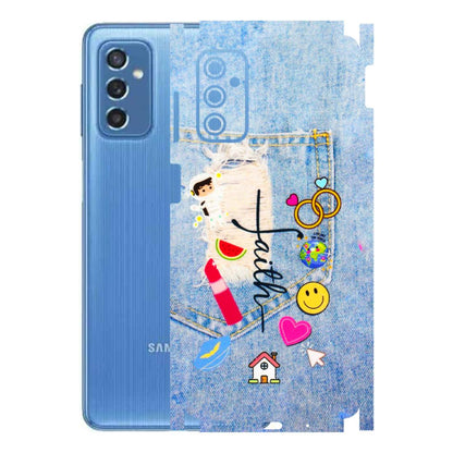 Samsung M/F/Note/Flip and C Phone Skins (All Models) - Denim Jeans Pocket - 3D Embossed Finish (L-134) Samsung Galaxy M52 (5G)