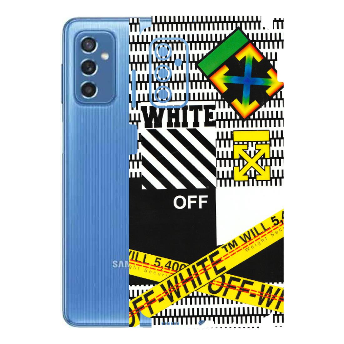 Samsung M/F/Note/Flip and C Phone Skins (All Models) - White Off Abstract - 3D Embossed Finish (L-172) Samsung Galaxy M52 (5G)