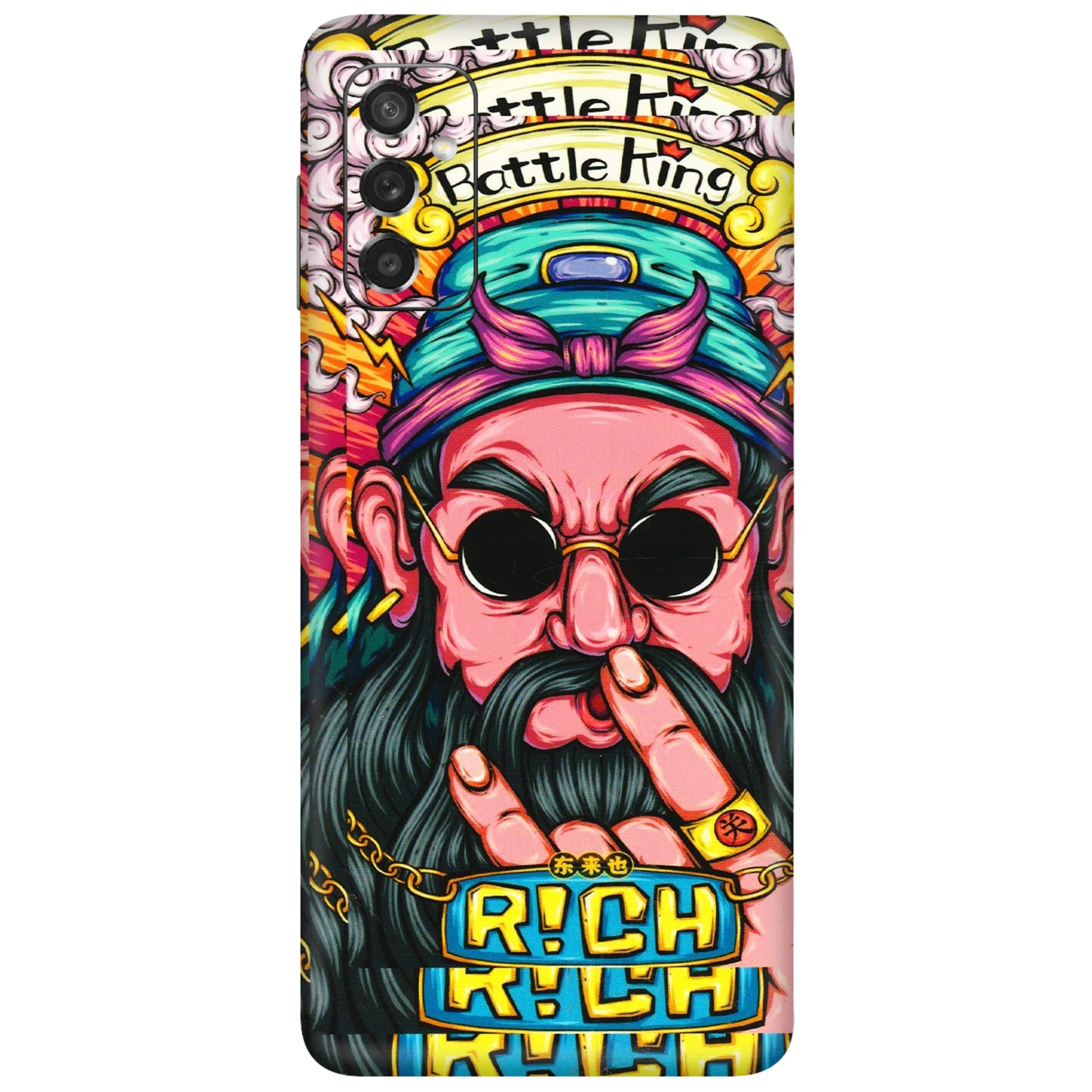 Samsung M/F/Note/Flip and C Phone Skins (All Models) - Battle King Dude Face - 3D Embossed Finish (L-178) Samsung Galaxy M52 (5G)