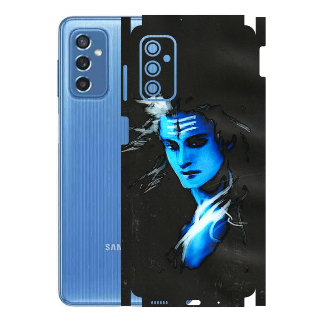 Samsung M/F/Note/Flip and C Phone Skins (All Models) - Har Har Mahadev Blue/Black - 3D Embossed Finish (L-185) Samsung Galaxy M52 (5G)