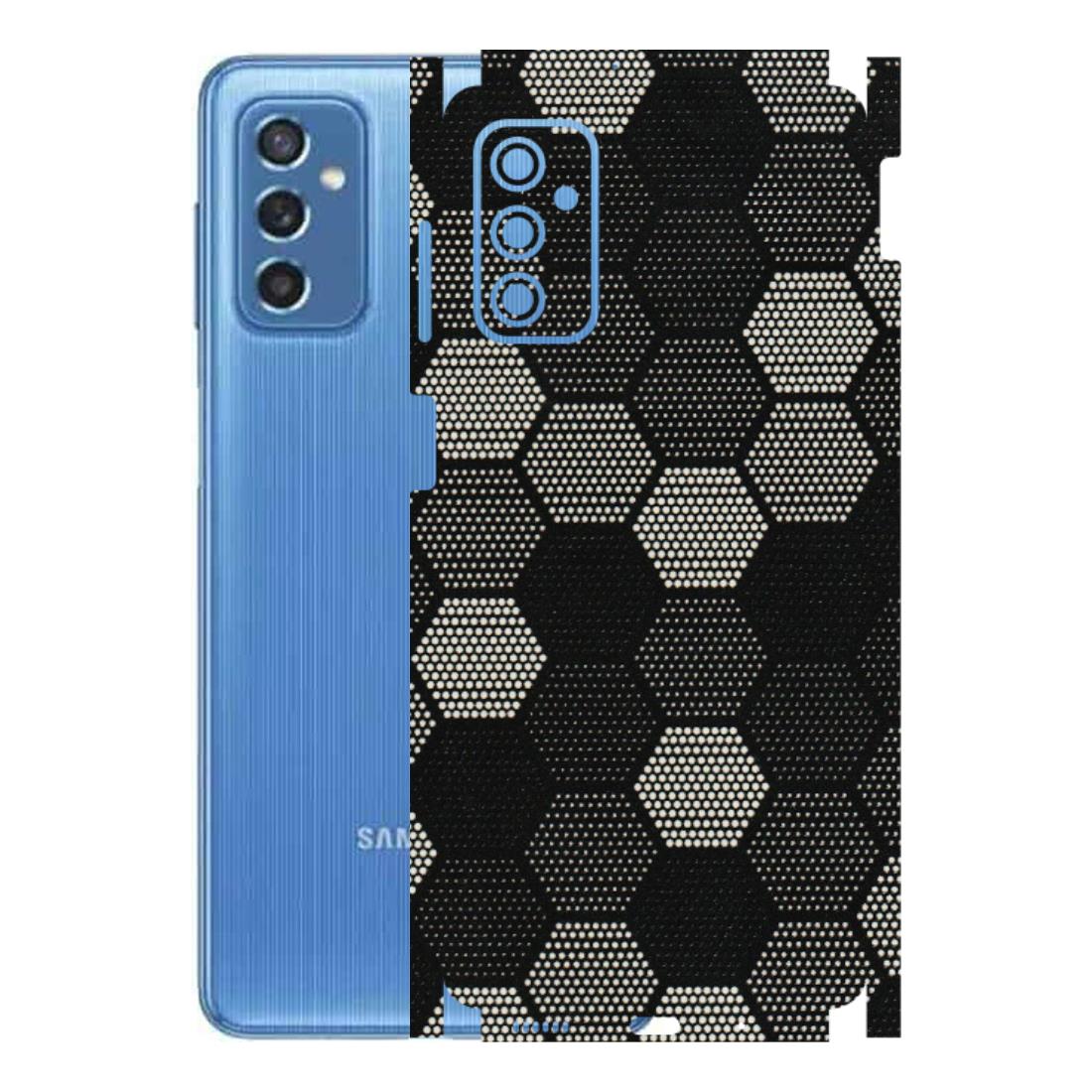 Samsung M/F/Note/Flip and C Phone Skins (All Models) - Black & White Dotted Honeycomb Texture - 3D Embossed Finish (L-202) Samsung Galaxy M52 (5G)
