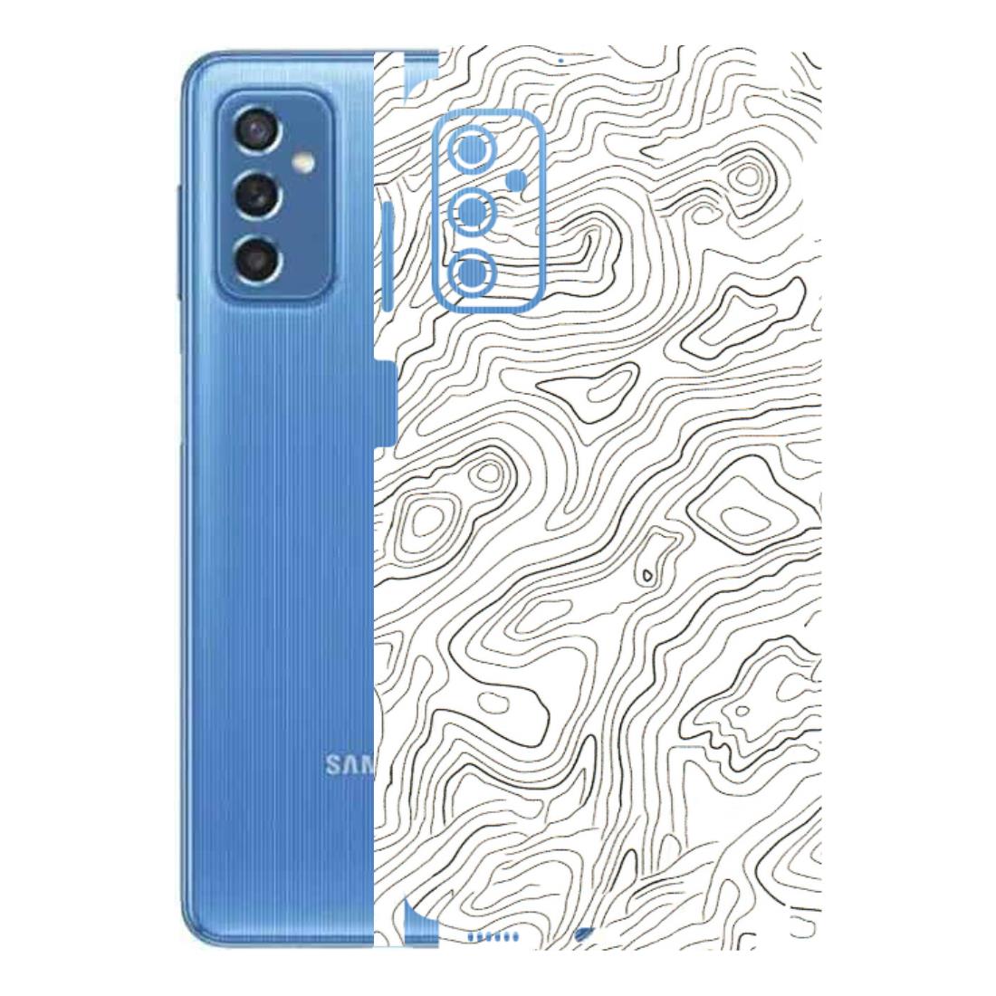 Samsung M/F/Note/Flip and C Phone Skins (All Models) - White Black Swirls - 3D Embossed Finish (L-219) Samsung Galaxy M52 (5G)