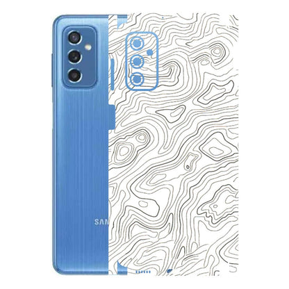 Samsung M/F/Note/Flip and C Phone Skins (All Models) - White Black Swirls - 3D Embossed Finish (L-219) Samsung Galaxy M52 (5G)