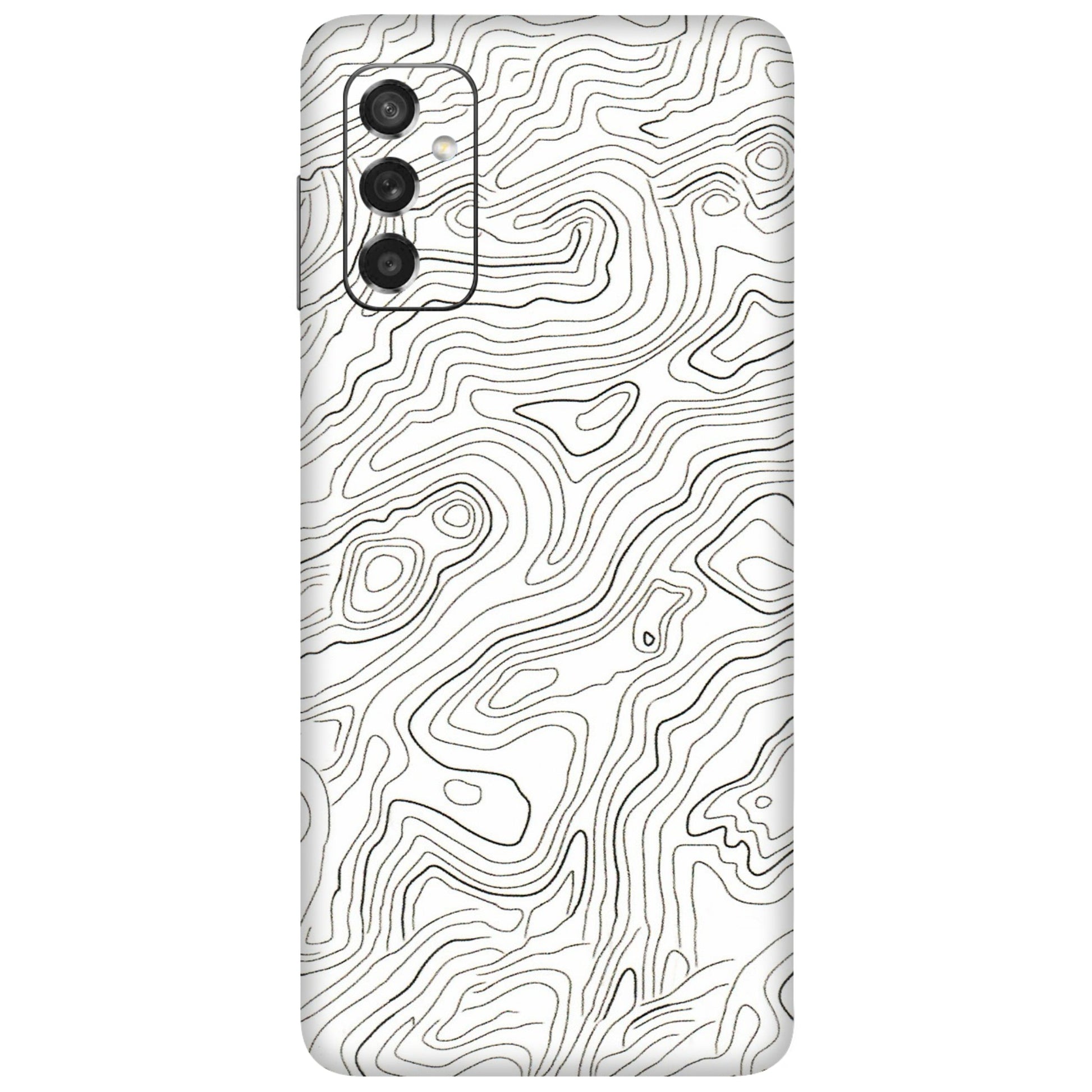 Samsung M/F/Note/Flip and C Phone Skins (All Models) - White Black Swirls - 3D Embossed Finish (L-219) Samsung Galaxy M52 (5G)