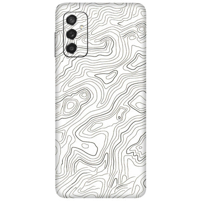 Samsung M/F/Note/Flip and C Phone Skins (All Models) - White Black Swirls - 3D Embossed Finish (L-219) Samsung Galaxy M52 (5G)