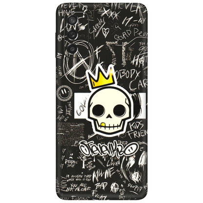 Samsung M/F/Note/Flip and C Phone Skins (All Models) - Funny Skull Black Chalk Grafitti - 3D Embossed Finish (L-22) Samsung Galaxy M52 (5G)