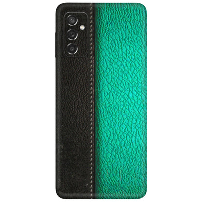 Samsung M/F/Note/Flip and C Phone Skins (All Models) - Black Green Dual Leather Stich - 3D Embossed Finish (L-233) Samsung Galaxy M52 (5G)