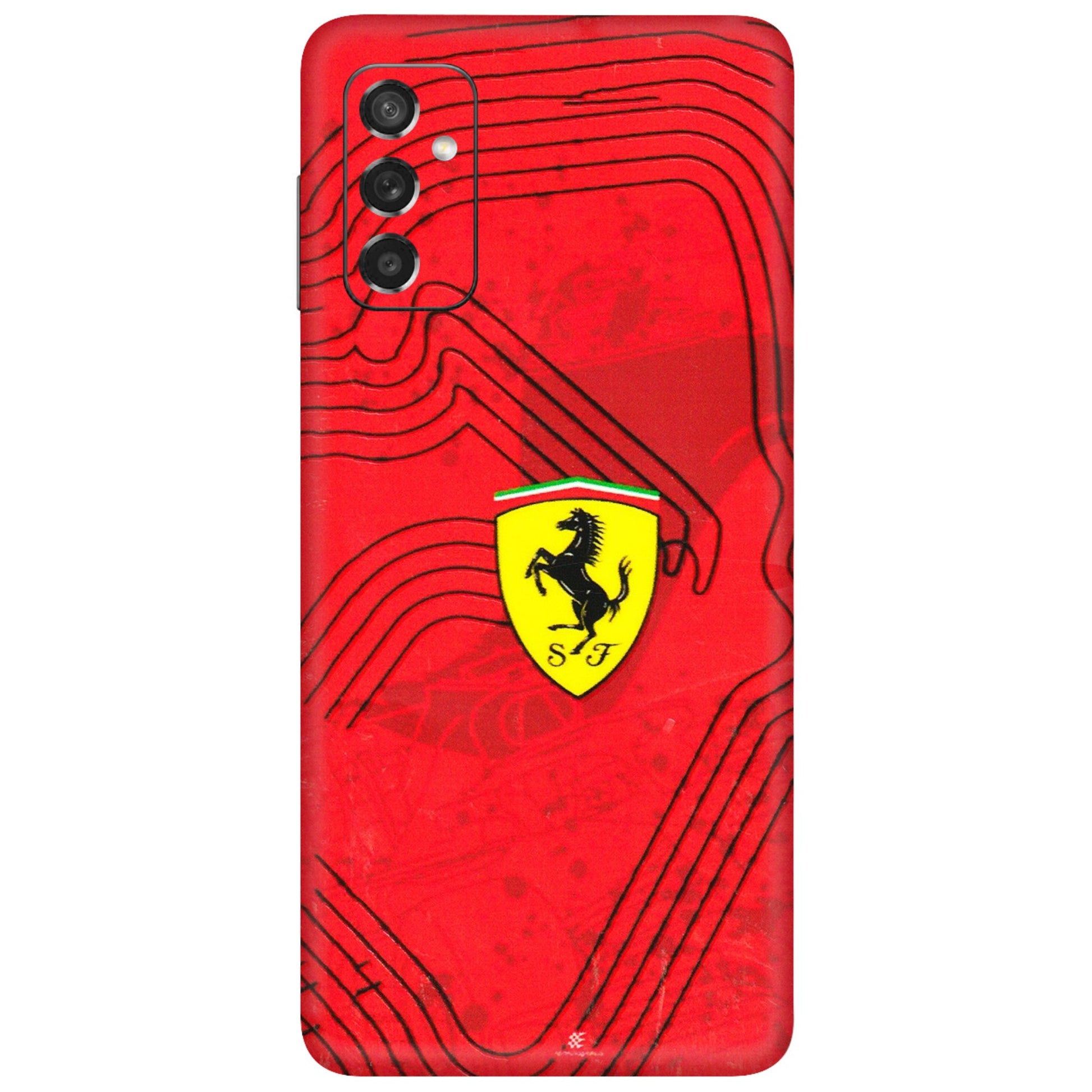 Samsung M/F/Note/Flip and C Phone Skins (All Models) - Red Ferrari Logo Stylish - 3D Embossed Finish (L-238) Samsung Galaxy M52 (5G)