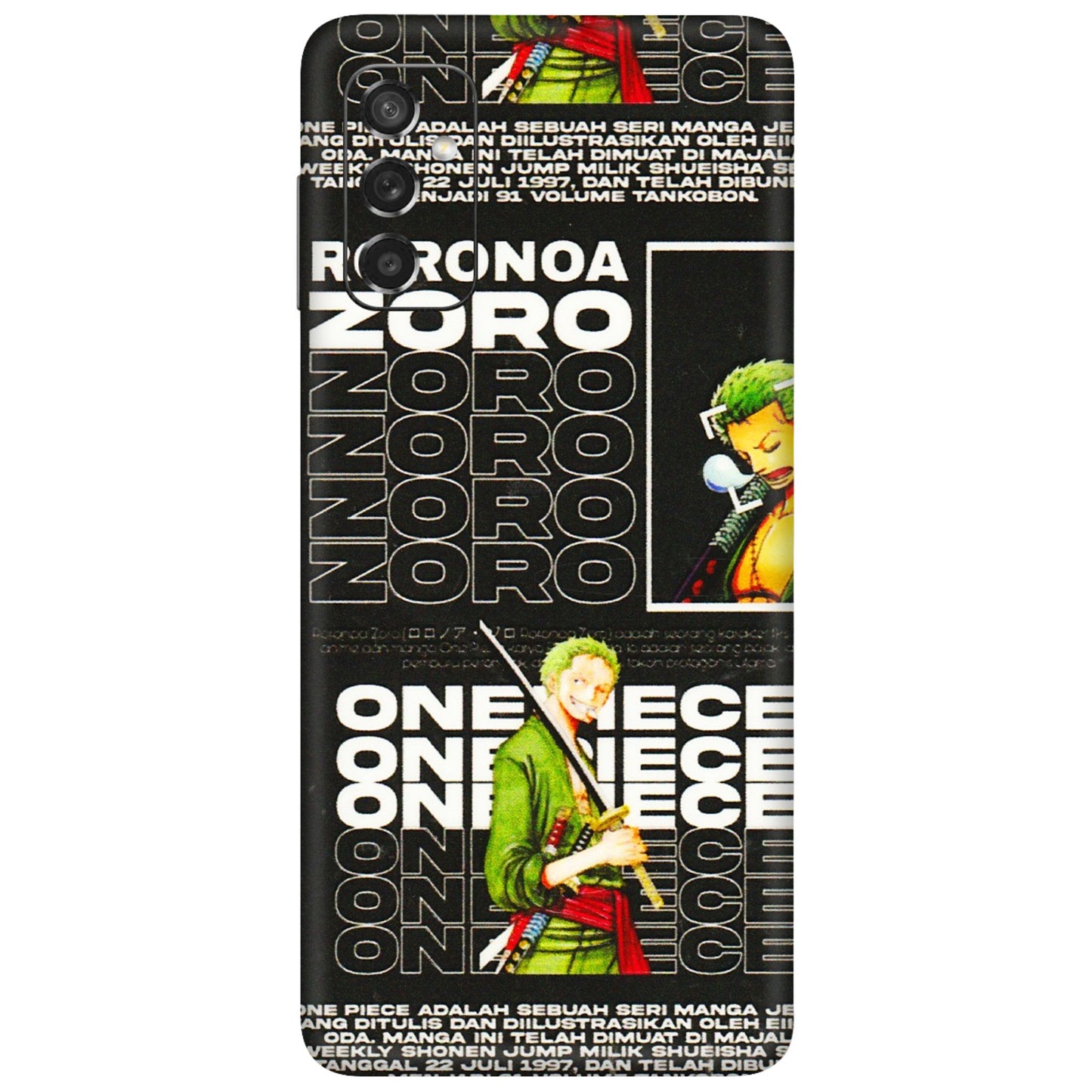 Samsung M/F/Note/Flip and C Phone Skins (All Models) - One Piece Zoro - 3D Embossed Finish (L-250) Samsung Galaxy M52 (5G)