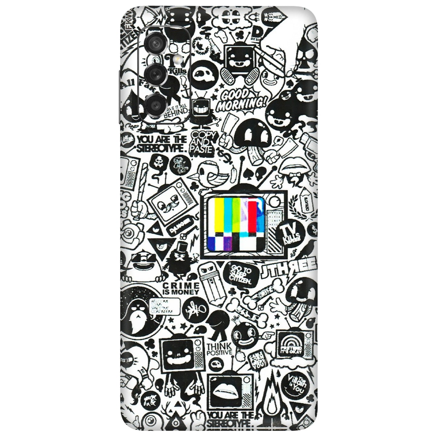 Samsung M/F/Note/Flip and C Phone Skins (All Models) - Doodles Positive Art - 3D Embossed Finish (L-263) Samsung Galaxy M52 (5G)