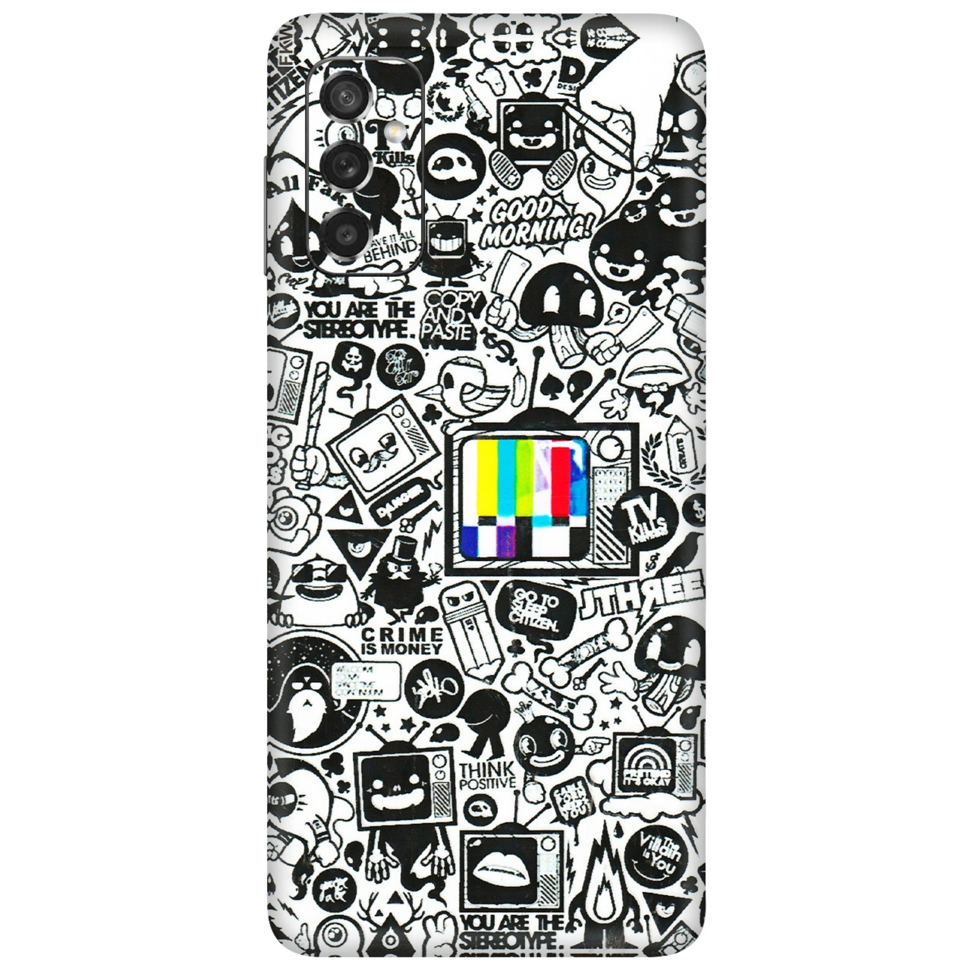 Samsung M/F/Note/Flip and C Phone Skins (All Models) - Doodles Positive Art - 3D Embossed Finish (L-263) Samsung Galaxy M52 (5G)