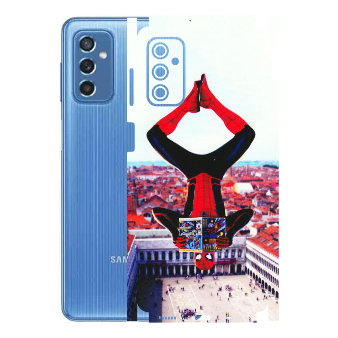 Samsung M/F/Note/Flip and C Phone Skins (All Models) - Spiderman Hanging - 3D Embossed Finish (L-53) Samsung Galaxy M52 (5G)