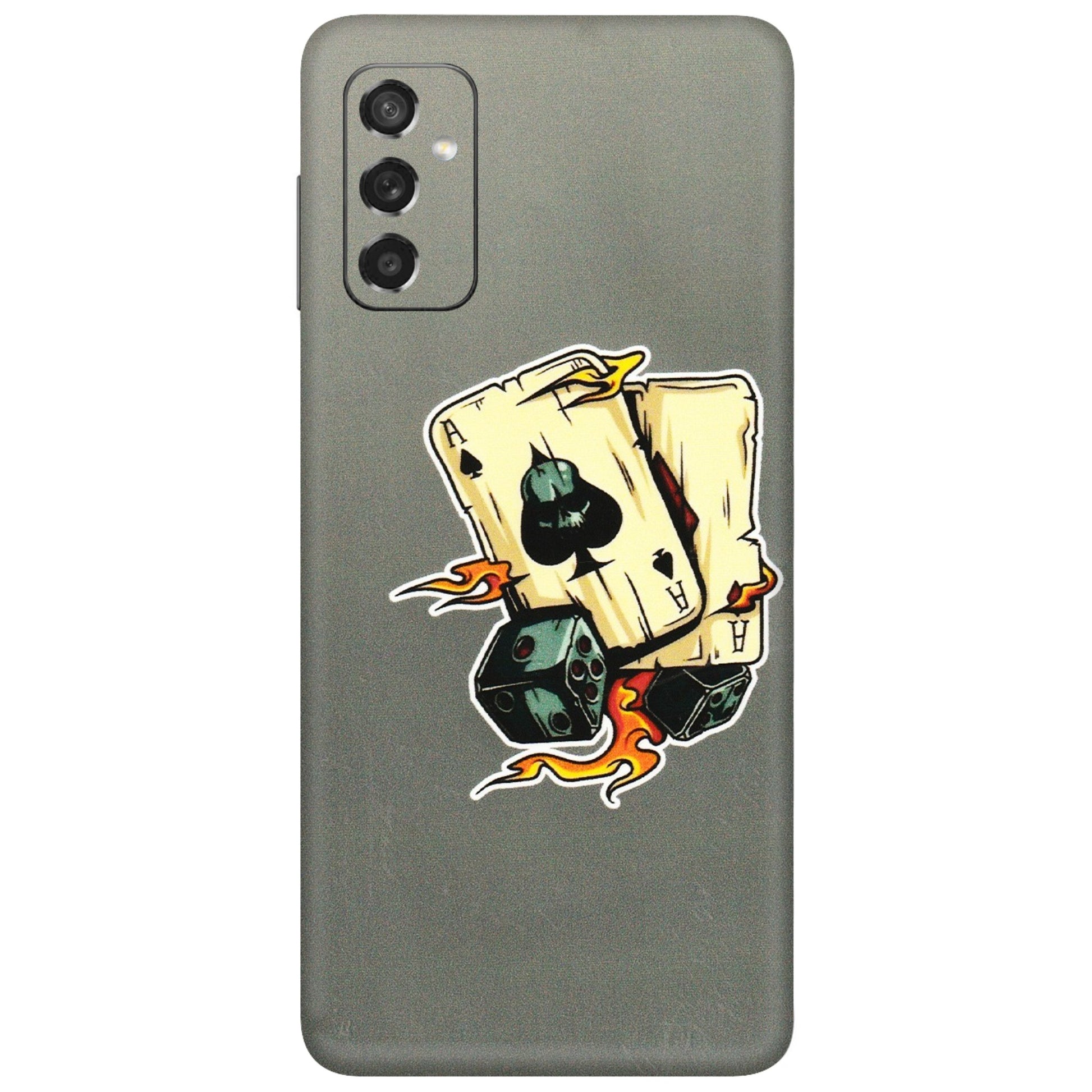 Samsung M/F/Note/Flip and C Phone Skins (All Models) - Grey Cards Of Ace - 3D Embossed Finish (L-77) Samsung Galaxy M52 (5G)