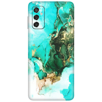 Samsung M/F/Note/Flip and C Phone Skins (All Models) - The Blue Gold Marble - Matte Finish (M-124) Samsung Galaxy M52 (5G)