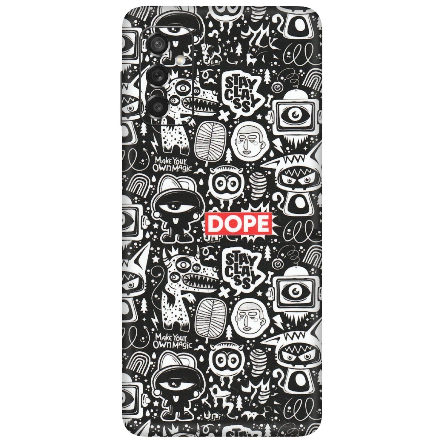 Samsung M/F/Note/Flip and C Phone Skins (All Models) - Dope Stay Classy Black Doodles - Matte Finish (M-126) Samsung Galaxy M52 (5G)