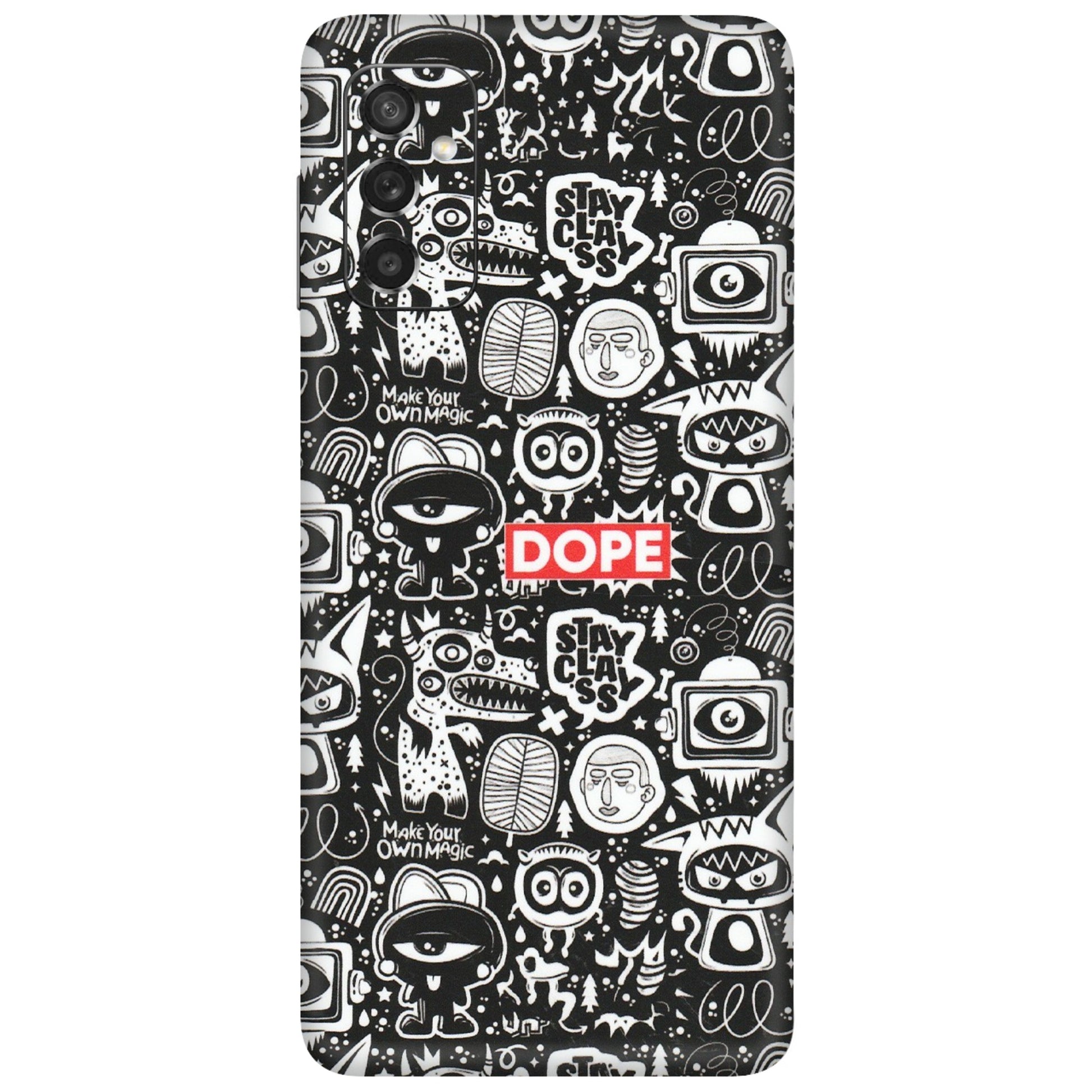 Samsung M/F/Note/Flip and C Phone Skins (All Models) - Dope Stay Classy Black Doodles - Matte Finish (M-126) Samsung Galaxy M52 (5G)