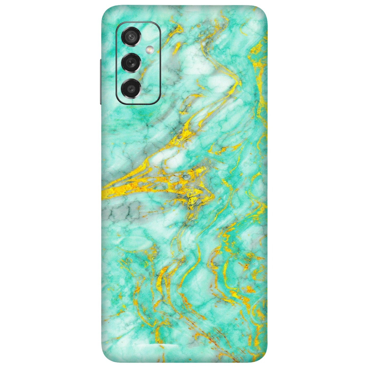 Samsung M/F/Note/Flip and C Phone Skins (All Models) - Green And Gold Marble Feel - Matte Finish (M-16) Samsung Galaxy M52 (5G)