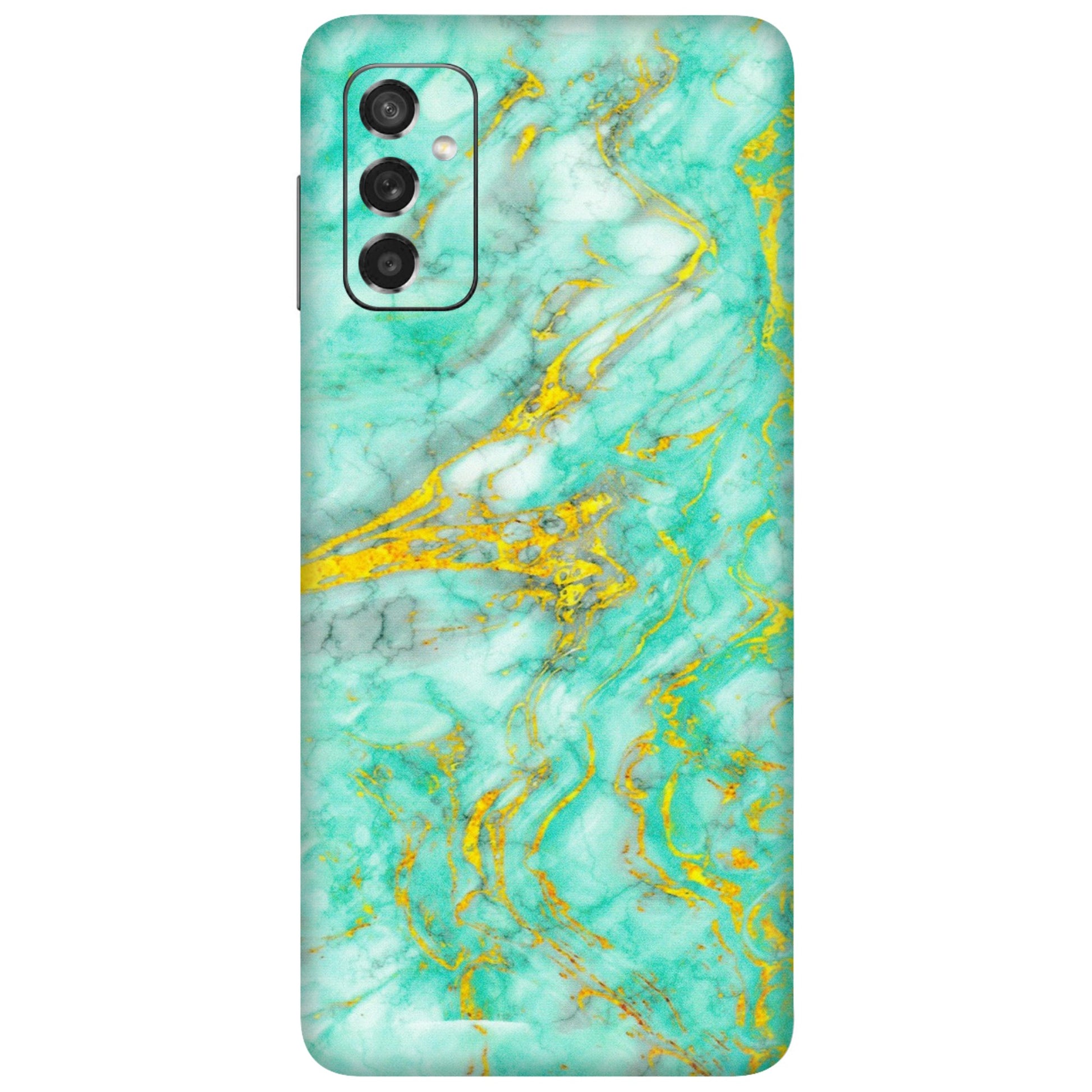 Samsung M/F/Note/Flip and C Phone Skins (All Models) - Green And Gold Marble Feel - Matte Finish (M-16) Samsung Galaxy M52 (5G)