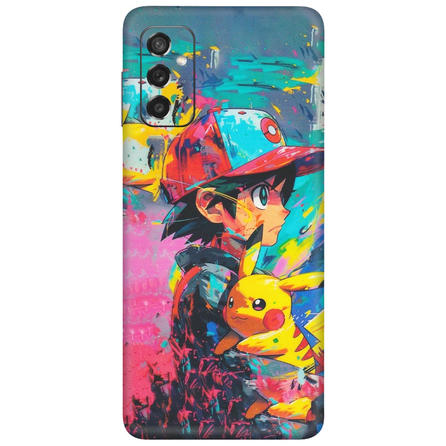 Samsung M/F/Note/Flip and C Phone Skins (All Models) - Ash & Pikachu - Matte Finish (M-26) Samsung Galaxy M52 (5G)