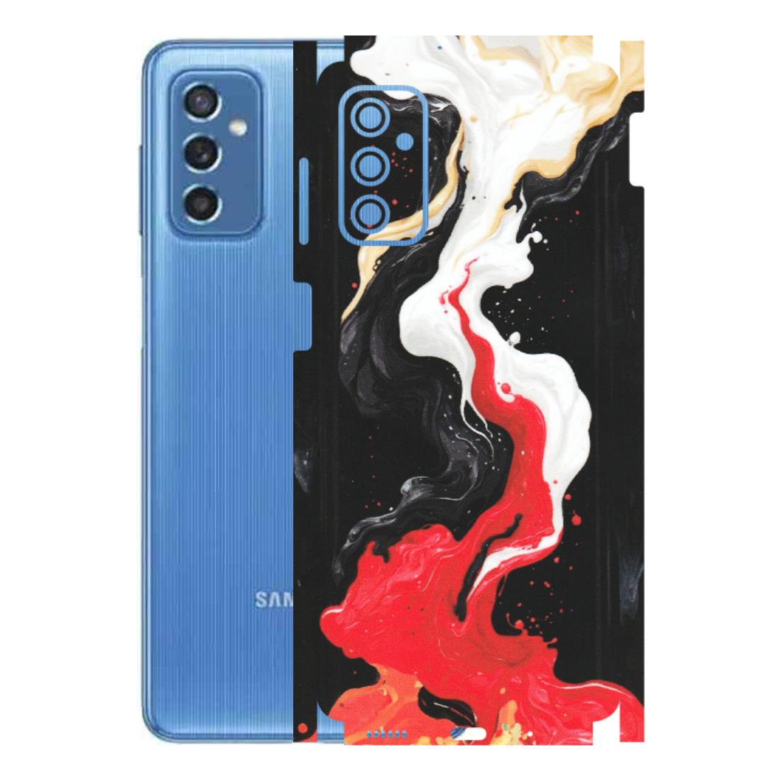 Samsung M/F/Note/Flip and C Phone Skins (All Models) - Black Red White Paint Splash Fusion - Matte Finish (M-56) Samsung Galaxy M52 (5G)