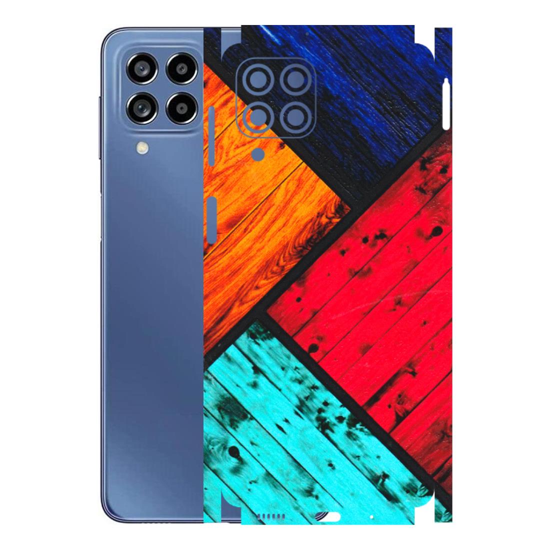 Samsung M/F/Note/Flip and C Phone Skins (All Models) - Colourful Wood Panels Abstract - 3D Embossed Finish (L-09) Samsung Galaxy M53 (5G)