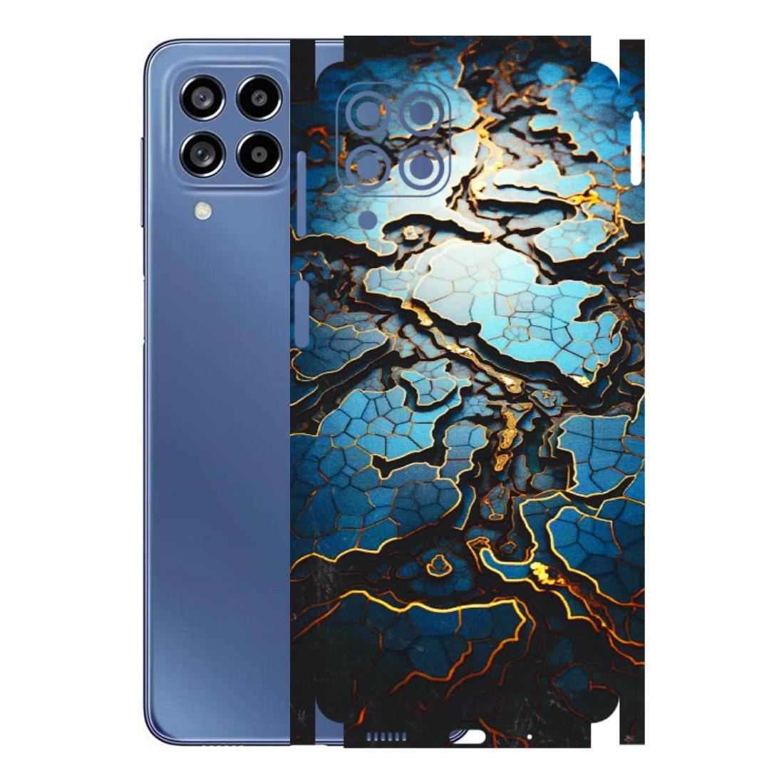 Samsung M/F/Note/Flip and C Phone Skins (All Models) - Blue Gold Abstract - 3D Embossed Finish (L-11) Samsung Galaxy M53 (5G)