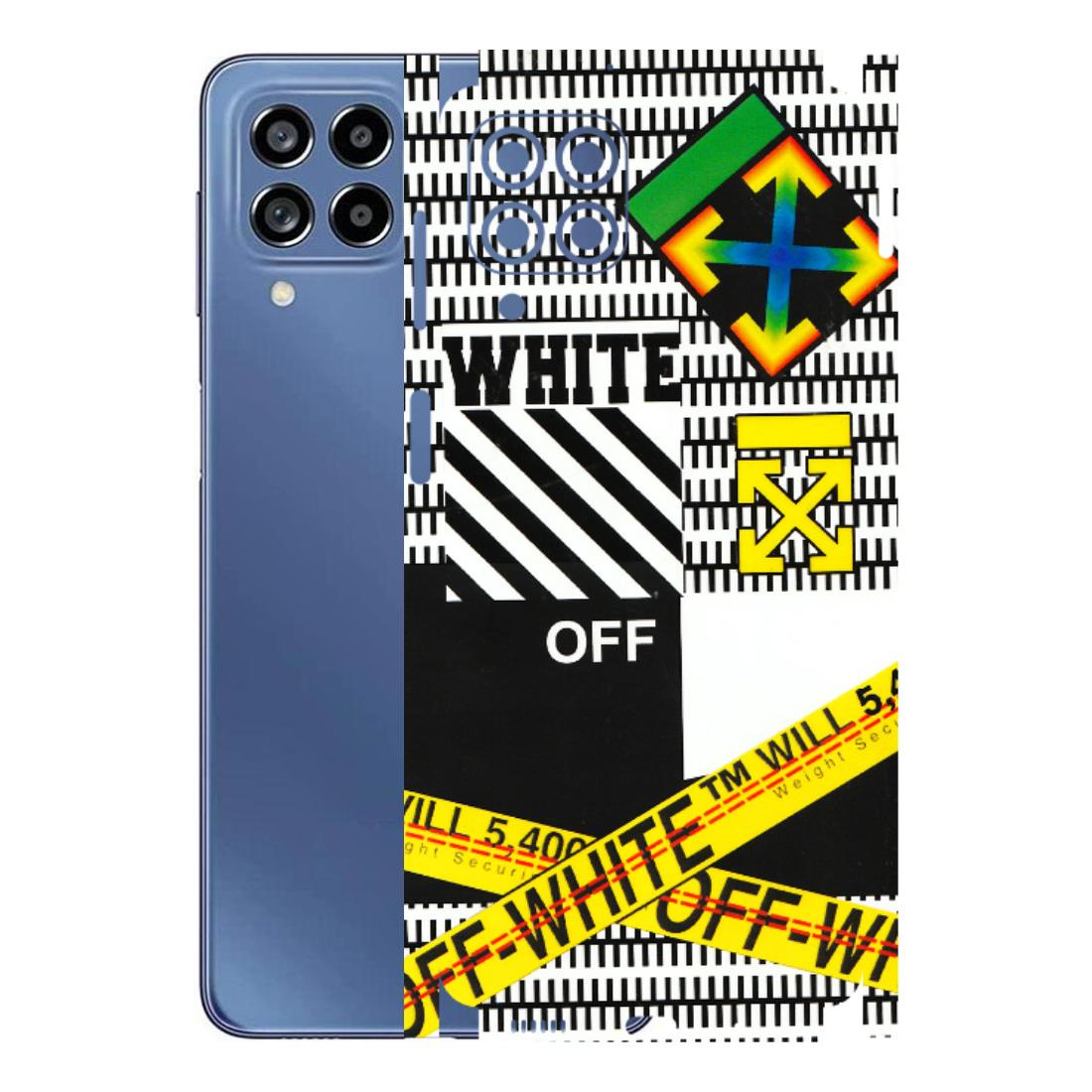 Samsung M/F/Note/Flip and C Phone Skins (All Models) - White Off Abstract - 3D Embossed Finish (L-172) Samsung Galaxy M53 (5G)