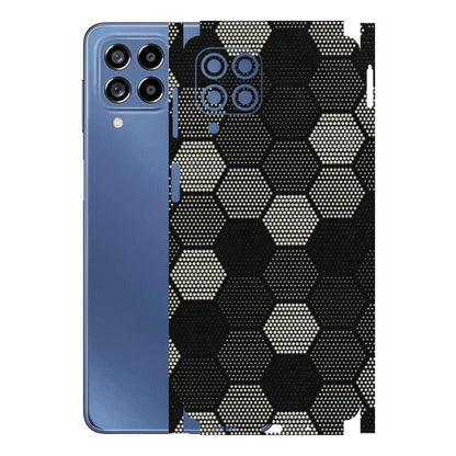 Samsung M/F/Note/Flip and C Phone Skins (All Models) - Black & White Dotted Honeycomb Texture - 3D Embossed Finish (L-202) Samsung Galaxy M53 (5G)