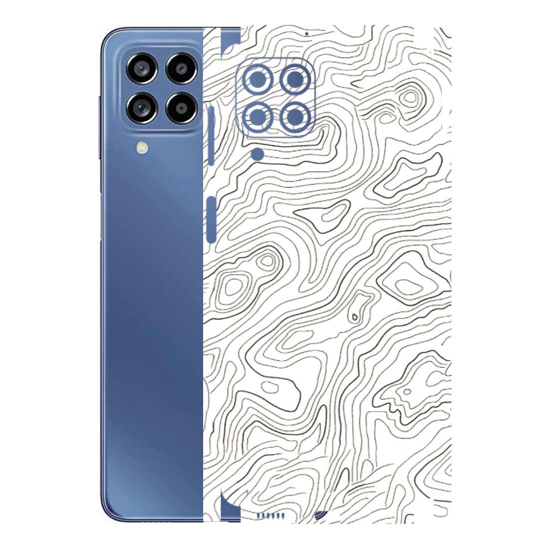 Samsung M/F/Note/Flip and C Phone Skins (All Models) - White Black Swirls - 3D Embossed Finish (L-219) Samsung Galaxy M53 (5G)