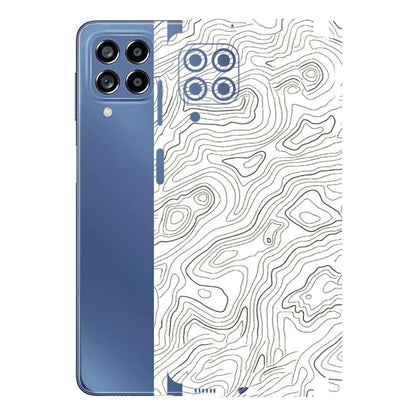 Samsung M/F/Note/Flip and C Phone Skins (All Models) - White Black Swirls - 3D Embossed Finish (L-219) Samsung Galaxy M53 (5G)