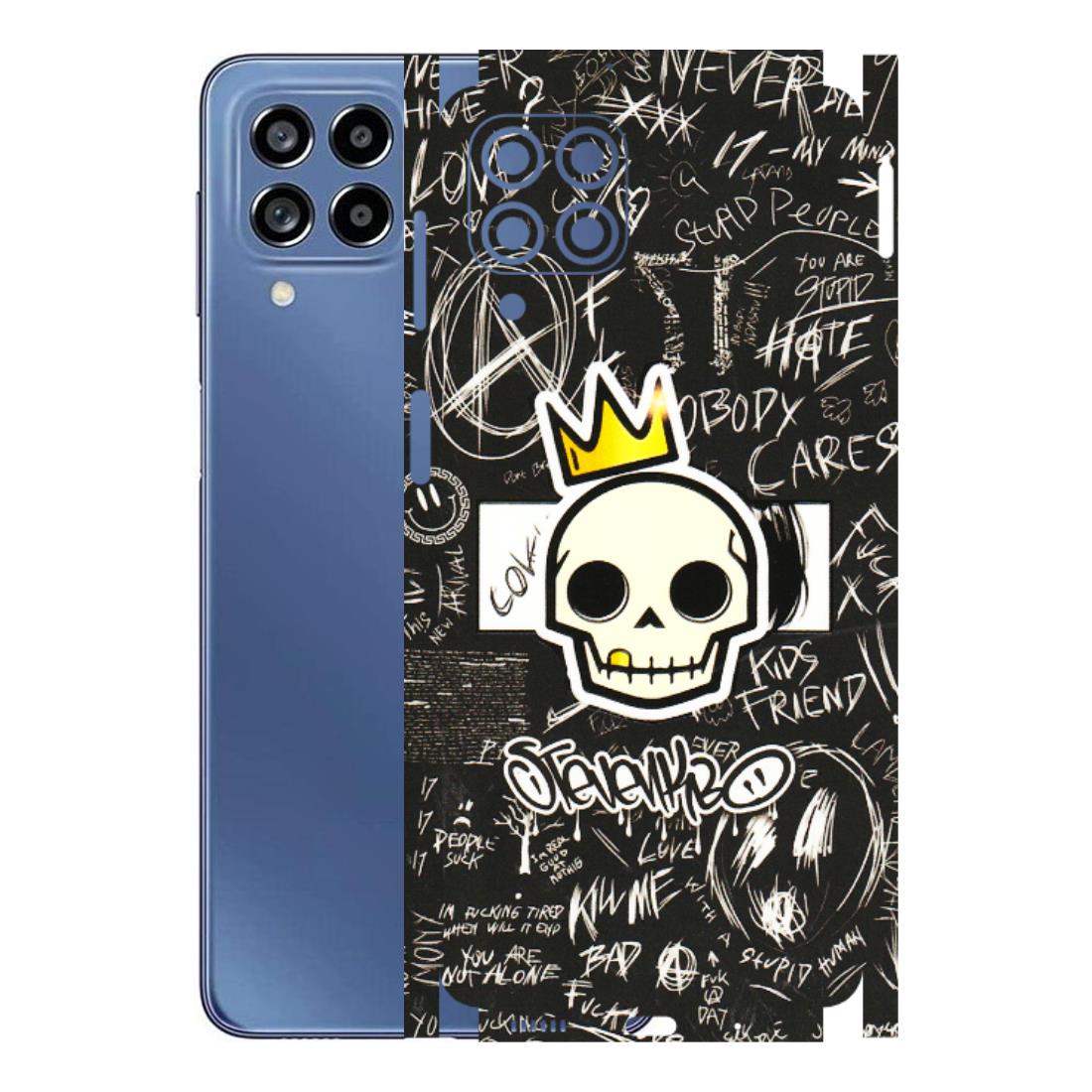 Samsung M/F/Note/Flip and C Phone Skins (All Models) - Funny Skull Black Chalk Grafitti - 3D Embossed Finish (L-22) Samsung Galaxy M53 (5G)